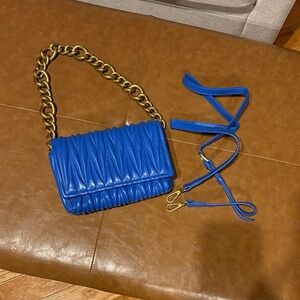 Montana West Royal Blue Quilted Shoulder Bag with Gold Chain